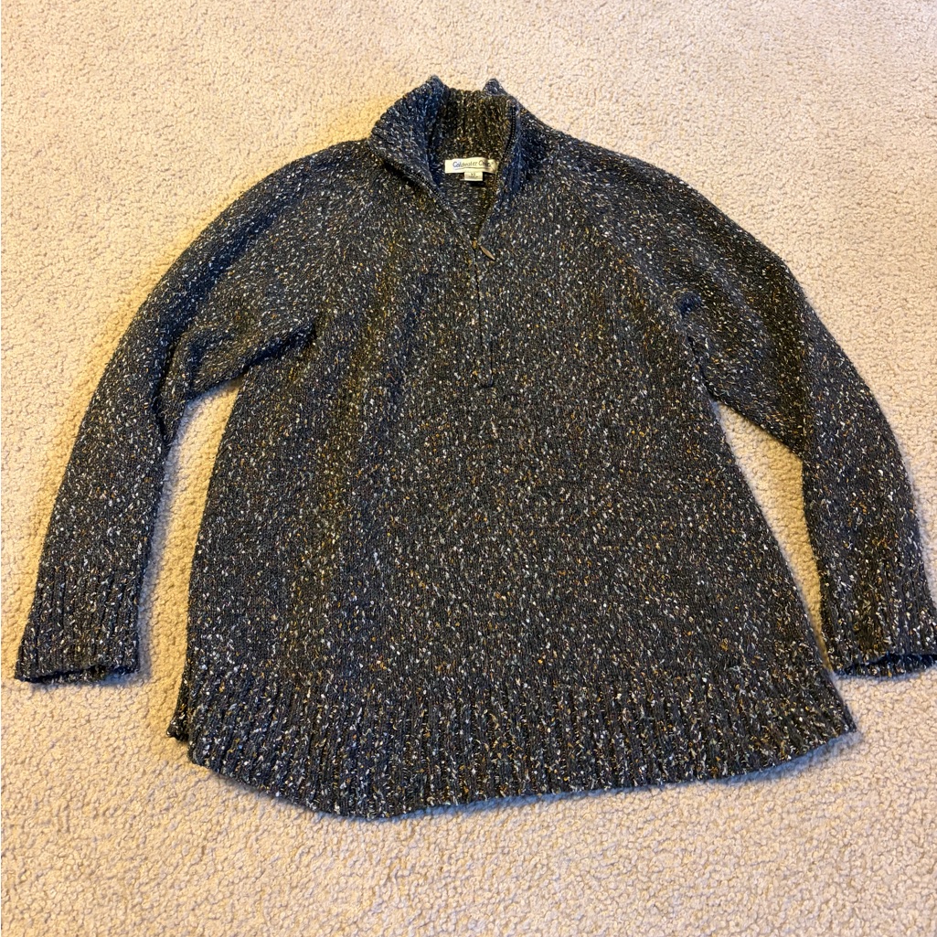 Coldwater Creek Charcoal Knit Oversized Sweatshirt